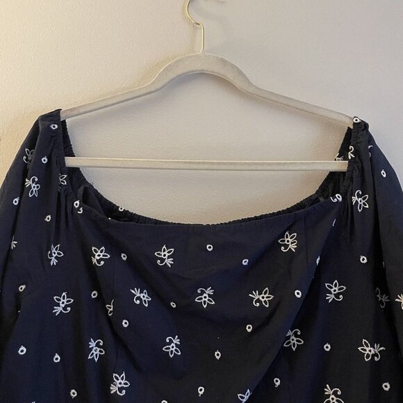 Lane Bryant Women 20 Floral Embroidered Eyelet Off-The-Shoulder Peplum Top NWT - Picture 5 of 11